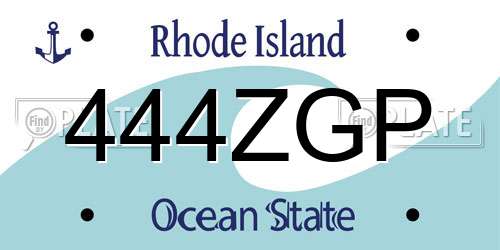 444ZGP Rhode Island License Plate