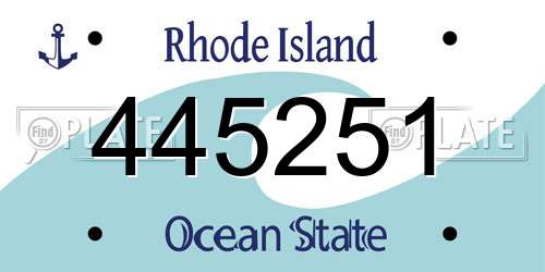 445251 Rhode Island License Plate