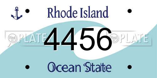 4456 Rhode Island License Plate