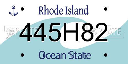 445H82 Rhode Island License Plate