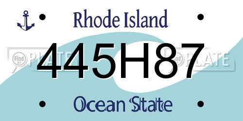 445H87 Rhode Island License Plate