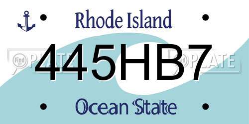 445HB7 Rhode Island License Plate