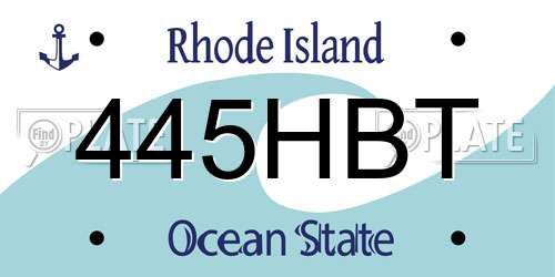 445HBT Rhode Island License Plate