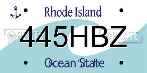 445HBZ Rhode Island License Plate
