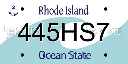 445HS7 Rhode Island License Plate