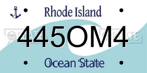 445OM4 Rhode Island License Plate