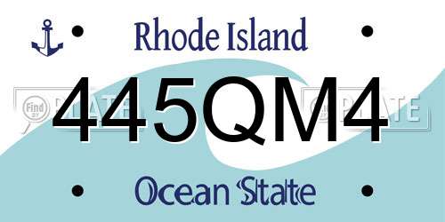 445QM4 Rhode Island License Plate