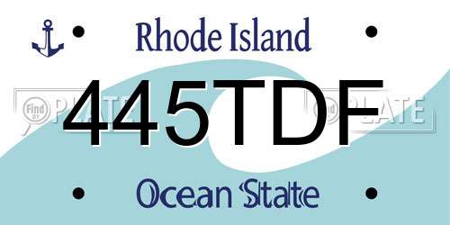 445TDF Rhode Island License Plate