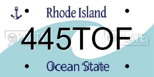 445TOF Rhode Island License Plate