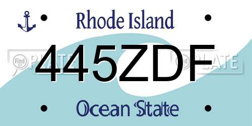 445ZDF Rhode Island License Plate
