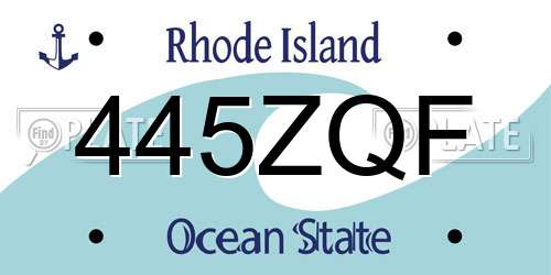 445ZQF Rhode Island License Plate