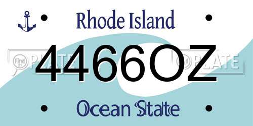 4466OZ Rhode Island License Plate