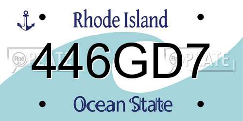 446GD7 Rhode Island License Plate