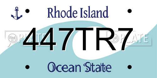 447TR7 Rhode Island License Plate