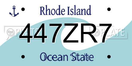 447ZR7 Rhode Island License Plate