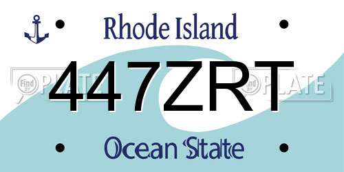 447ZRT Rhode Island License Plate