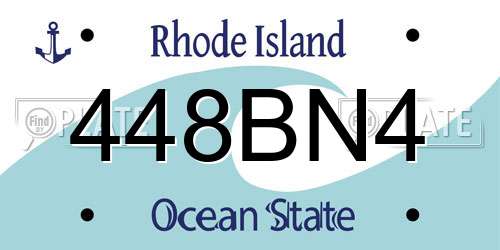 448BN4 Rhode Island License Plate