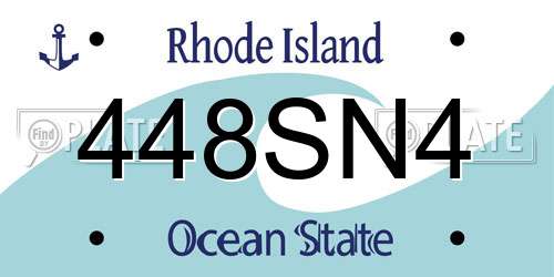 448SN4 Rhode Island License Plate
