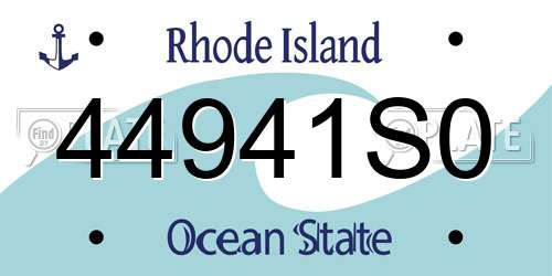 44941S0 Rhode Island License Plate
