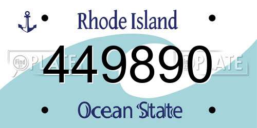 449890 Rhode Island License Plate