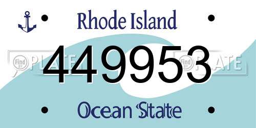 449953 Rhode Island License Plate