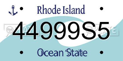 44999S5 Rhode Island License Plate