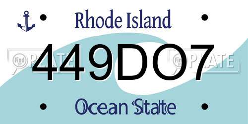 449DO7 Rhode Island License Plate