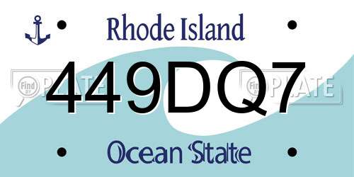 449DQ7 Rhode Island License Plate