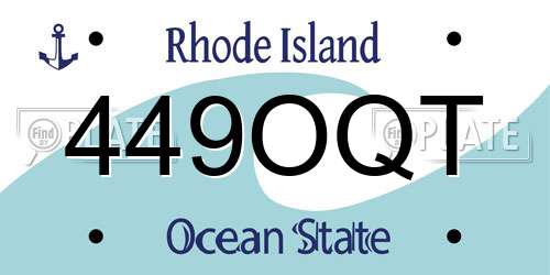 449OQT Rhode Island License Plate