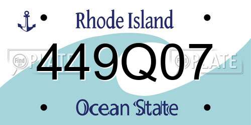 449Q07 Rhode Island License Plate