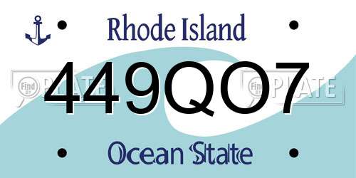 449QO7 Rhode Island License Plate
