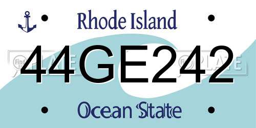 44GE242 Rhode Island License Plate