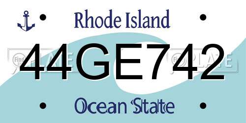 44GE742 Rhode Island License Plate