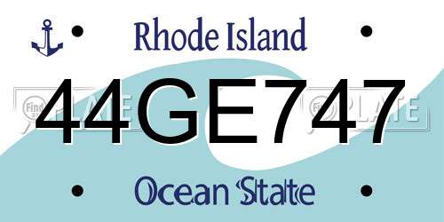 44GE747 Rhode Island License Plate