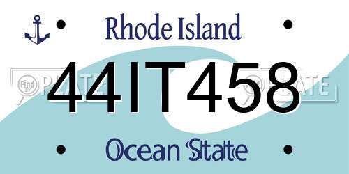 44IT458 Rhode Island License Plate