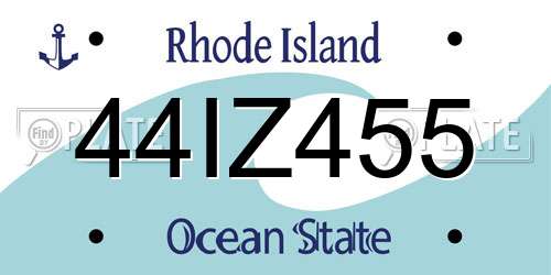 44IZ455 Rhode Island License Plate