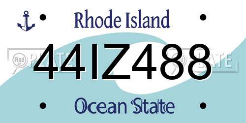 44IZ488 Rhode Island License Plate