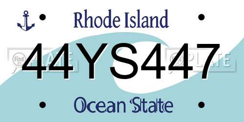 44YS447 Rhode Island License Plate