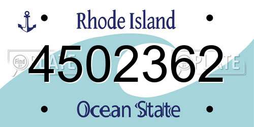 4502362 Rhode Island License Plate