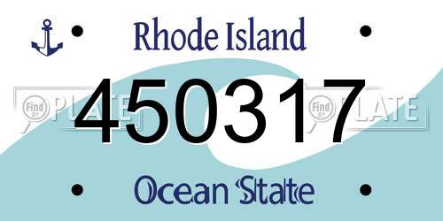 450317 Rhode Island License Plate