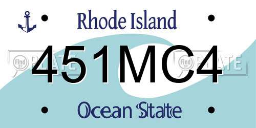 451MC4 Rhode Island License Plate