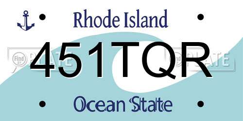 451TQR Rhode Island License Plate