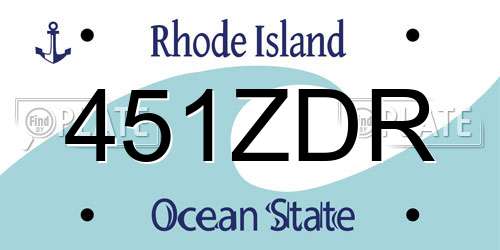 451ZDR Rhode Island License Plate