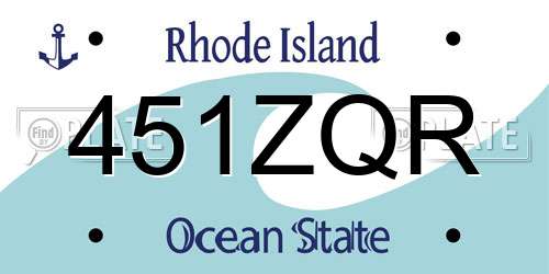 451ZQR Rhode Island License Plate