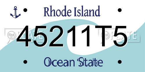 45211T5 Rhode Island License Plate