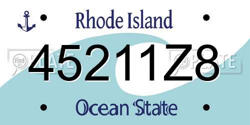 45211Z8 Rhode Island License Plate