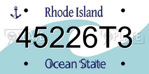 45226T3 Rhode Island License Plate