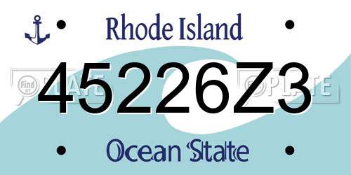 45226Z3 Rhode Island License Plate