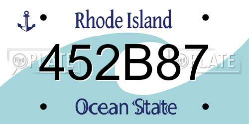 452B87 Rhode Island License Plate