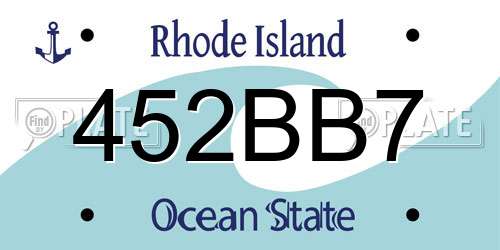 452BB7 Rhode Island License Plate